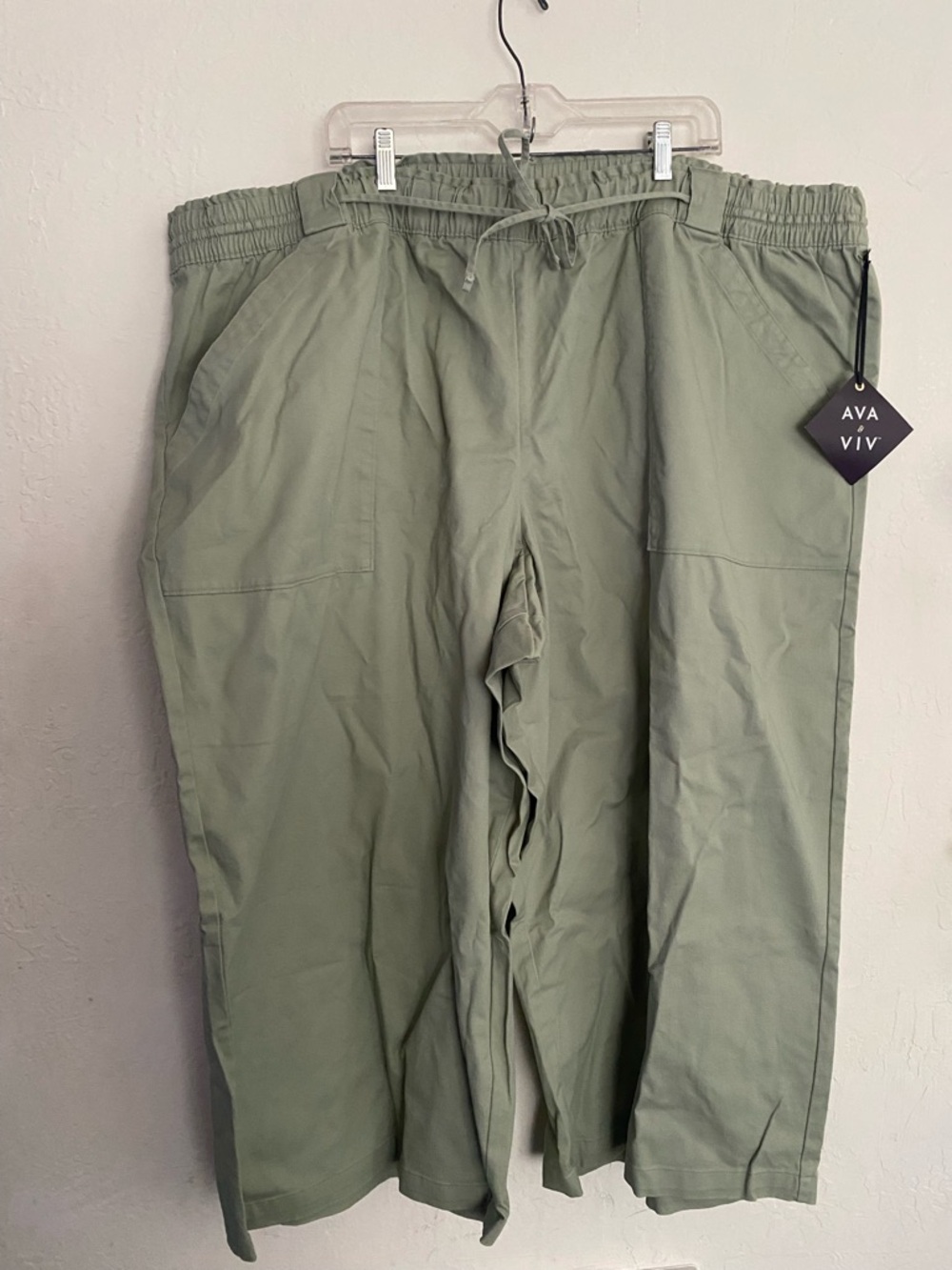 Ava & Viv Olive Green Pull-On Pants 4X Plus Size Elastic Waist Casual Comfy